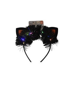 Scunci Glamoween Halloween Cat Ears Lights Up Headband Costume Party Black